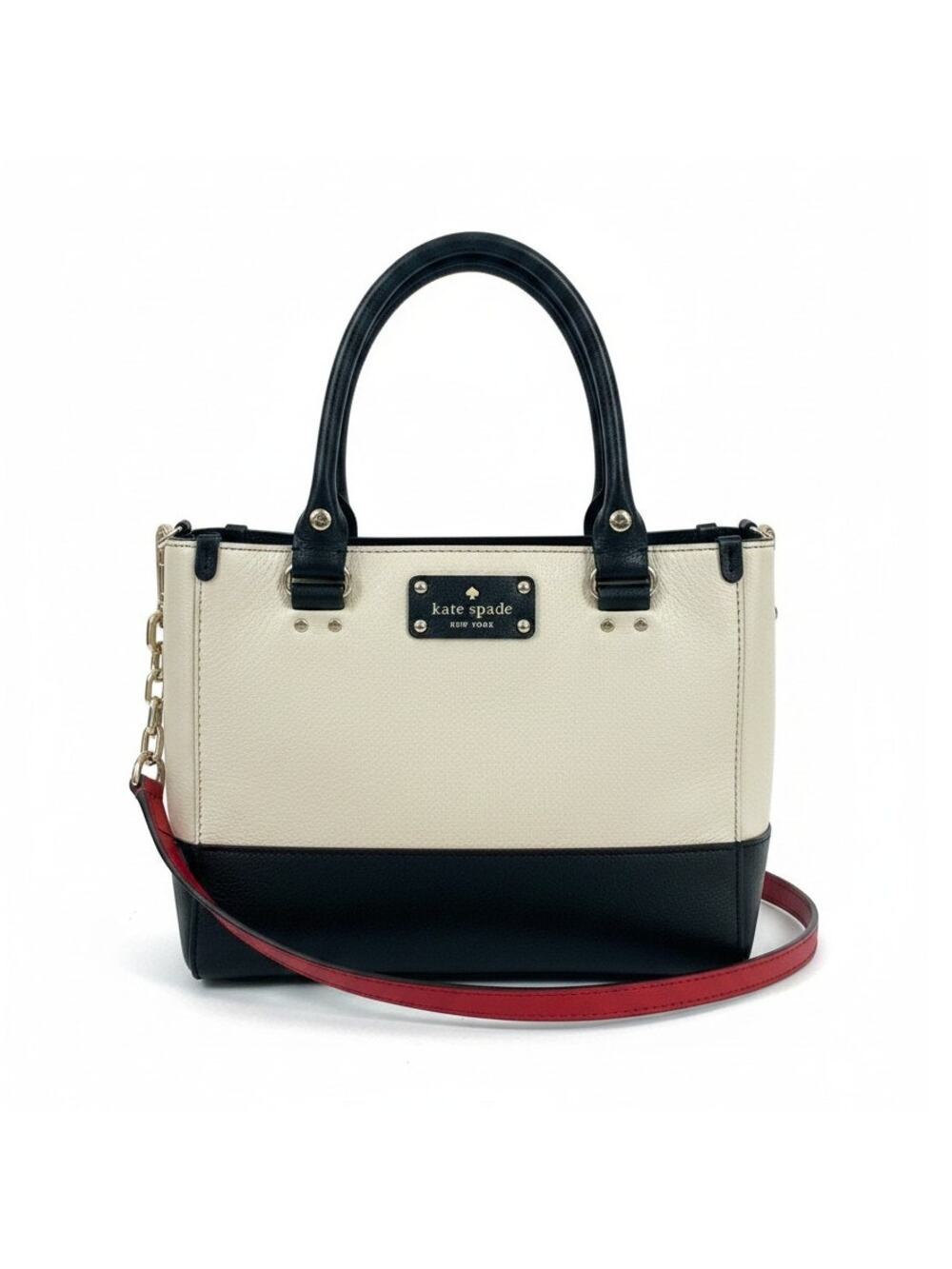 Kate Spade Quinn Berkeley Lane Satchel Colorblock Crossbody Bag Ivory & B lack